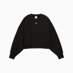 Bluza damska Puma WARDROBE ESS OVER-OVERSIZED TR 62974801. Czarne bluzy damskie Puma, l, bez wzorów, z bawełny, bez kaptura. Za 181.33 zł.