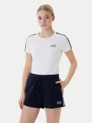 EA7 Emporio Armani T-Shirt 7W001220 AF12503 U0002 Biały Regular Fit. Białe t-shirty damskie EA7 Emporio Armani, m, bez wzorów, z bawełny, bez kołnierzyka. Za 349.99 zł.