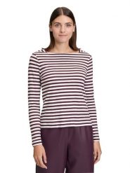 BETTY & CO Koszulka w kolorze biało-bordowym rozmiar: XL. Białe bluzki damskie Betty & Co, xl, bez wzorów, bez kołnierzyka, bez ramiączek. Za 86.95 zł.