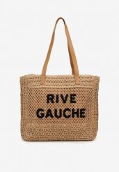 Beżowa Pleciona Torebka Boho z Naszytym Napisem Jusbia. Brązowe torebki klasyczne damskie Renee, z jeansu, bez dodatków. Za 84.99 zł.