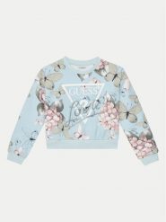 Guess Bluza J5RQ06 KA6R4 Błękitny Regular Fit. Niebieskie bluzy dziewczęce Guess, z aplikacjami, z bawełny, bez ramiączek, bez kaptura. Za 129.99 zł.