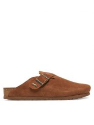 Skechers Klapki Arch Fit Granola-Happy Friday 158830/CSNT Brązowy. Brązowe klapki damskie Skechers, bez wzorów, ze skóry, bez obcasa, bez zapięcia. Za 209.99 zł.