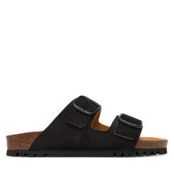 Klapki Scholl. Czarne klapki damskie Scholl, bez wzorów, bez obcasa, bez zapięcia. Za 249.99 zł.