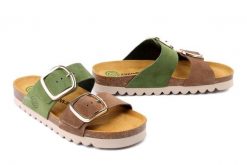 DR. BRINKMANN 700924-07 grun, klapki damskie. Zielone klapki damskie Dr. Brinkmann, bez wzorów, ze skóry, bez obcasa, bez zapięcia. Za 329.90 zł.