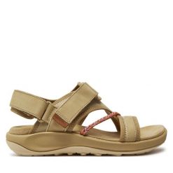 Sandały Merrell. Brązowe sandały damskie Merrell, bez wzorów, bez obcasa, na płaskiej podeszwie, bez zapięcia. Za 399.99 zł.