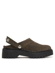 Guess Klapki FLTWN2 SUE01 Khaki. Brązowe klapki damskie Guess, z aplikacjami, ze skóry, bez obcasa, bez zapięcia. Za 584.99 zł.