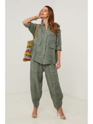 Fleur de Lin Bluzka w kolorze zielonym rozmiar: S. Zielone bluzki damskie Fleur de Lin, s, bez wzorów, ze lnu, bez kołnierzyka, bez ramiączek. Za 235.95 zł.