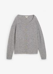 Sweter rozpinany z ciepłej mieszanki alpaki. Czerwone kardigany damskie bonprix, bez wzorów, z wełny. Za 299.99 zł.
