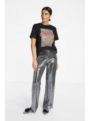 Rich & Royal Spodnie w kolorze srebrno-czarnym rozmiar: 36. Czarne spodnie materiałowe damskie Rich & Royal, bez wzorów, z materiału. Za 109.52 zł.