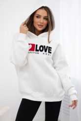 Bluza bawełniana ocieplana z kapturem Love ecru. Bluzy damskie KESI, l, bez wzorów, z bawełny, z kapturem. Za 271.84 zł.