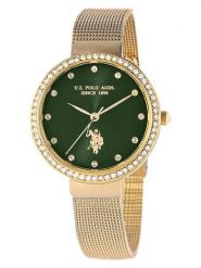 U.S. Polo Assn. Zegarek kwarcowy w kolorze złoto-ciemnozielonym rozmiar: onesize. Zielone, analogowe zegarki damskie U.S. Polo Assn., metalowe. Za 217.99 zł.
