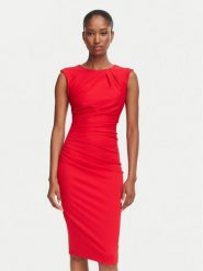 Rinascimento Sukienka koktajlowa CFC0131063003 Czerwony Slim Fit. Czerwone sukienki damskie Rinascimento, bez wzorów, z syntetyku, wizytowe, bez ramiączek. Za 469.99 zł.