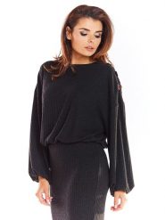 Awama Sweter w kolorze czarnym rozmiar: L/XL. Czarne swetry klasyczne damskie Awama, l, bez kołnierzyka. Za 65.85 zł.