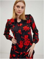Orsay Bluzka w kolorze czarno-czerwonym rozmiar: 40. Czarne bluzki damskie Orsay, bez wzorów, z koronki, bez kołnierzyka, bez ramiączek. Za 74.45 zł.