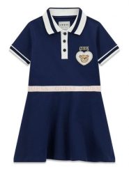 Guess Sukienka codzienna K6RK14 K7064 Granatowy Regular Fit. Niebieskie sukienki dziewczęce Guess, z aplikacjami, z bawełny, bez ramiączek, proste. Za 174.99 zł.