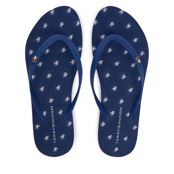 Japonki Tommy Hilfiger. Niebieskie klapki damskie Tommy Hilfiger, bez wzorów, bez obcasa, bez zapięcia. Za 209.99 zł.