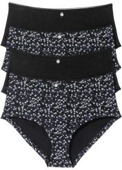 Figi maxi panty (4 pary). Czarne figi bonprix, bez wzorów. Za 59.99 zł.