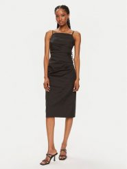 Marella Sukienka letnia Roxs 2413221382 Czarny Slim Fit. Czarne sukienki damskie Marella, bez wzorów, z bawełny, bez ramiączek. Za 959.99 zł.