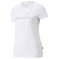 T-shirt Damski Metalik Logo Essentials. Białe t-shirty damskie Puma, m, bez wzorów, bez kołnierzyka. Za 154.99 zł.