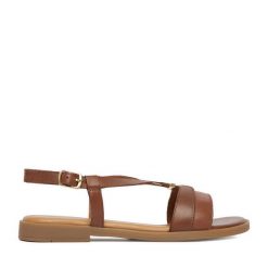 Sandały Lasocki. Brązowe sandały damskie Lasocki, bez wzorów, bez obcasa, na płaskiej podeszwie, bez zapięcia. Za 149.99 zł.