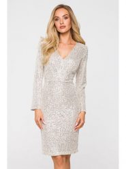 Made of emotion Sukienka w kolorze szampańskim rozmiar: XL. Szare sukienki damskie Made Of Emotion, bez wzorów, bez ramiączek. Za 222.99 zł.