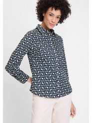 Olsen Bluzka w kolorze granatowym rozmiar: 38. Niebieskie bluzki damskie Olsen, bez wzorów, z bawełny, bez kołnierzyka, bez ramiączek. Za 95.99 zł.