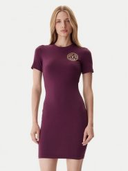 Versace Jeans Couture Sukienka codzienna 79HAOT00 CJ03T Bordowy Slim Fit. Czerwone sukienki damskie Versace Jeans Couture, bez wzorów, z bawełny, bez ramiączek. Za 399.99 zł.