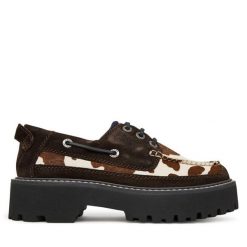 Półbuty Tommy Jeans. Brązowe półbuty damskie Tommy Jeans, bez wzorów, z jeansu, bez obcasa, na płaskiej podeszwie, bez zapięcia. Za 649.99 zł.