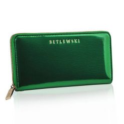 Portfel damski BETLEWSKI ZBPD-BS-5297 ZIELONY. Zielone portfele damskie Betlewski, bez wzorów, z lakierowanej skóry. Za 139.99 zł.