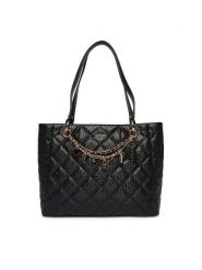 Guess Torebka Libby HWGG99 12250 Czarny. Czarne shopper bag Guess, z aplikacjami, bez dodatków. Za 749.99 zł.