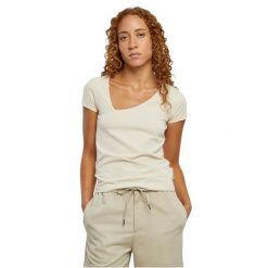 Koszulka damska Urban Classics Organic Asymmetric Neckline. Białe bluzki damskie Urban Classics, bez wzorów, z bawełny, z asymetrycznym kołnierzem, bez ramiączek. Za 102.00 zł.