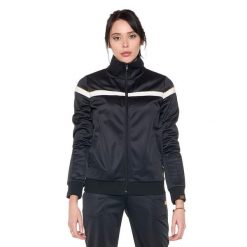 Bluza z zamek błyskawiczny na trening na co dzień. Czarne bluzy damskie LEONE 1947 APPAREL, bez wzorów, z poliesteru, bez kaptura. W wyprzedaży za 134.57 zł.