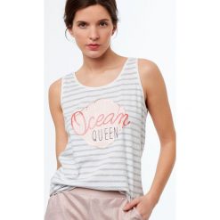 Etam - Top piżamowy Jenny. Szare piżamy damskie Etam, z nadrukiem, z bawełny. W wyprzedaży za 39.90 zł.