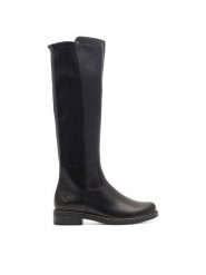 Remonte Oficerki D8371-01 Czarny. Czarne kozaki damskie Remonte, ze skóry, bez obcasa, na płaskiej podeszwie, bez zapięcia. Za 423.00 zł.