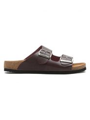 Comfortfusse Skórzane klapki w kolorze bordowym rozmiar: 40. Czerwone klapki damskie Comfortfüße, bez wzorów, z otwartym noskiem, bez obcasa, bez zapięcia. Za 232.78 zł.