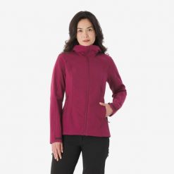 Kurtka turystyczna damska Softshell Forclaz MT500. Czarne kurtki damskie FORCLAZ, l, bez wzorów, z polaru, bez kaptura. Za 249.99 zł.