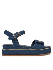 Tommy Hilfiger Sandały T3A2-33788-1828 S Granatowy. Niebieskie sandały damskie Tommy Hilfiger, bez wzorów, z materiału, bez obcasa, na koturnie, bez zapięcia. Za 279.99 zł.