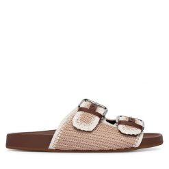Klapki Weekend Max Mara. Brązowe klapki damskie Weekend Max Mara, bez wzorów, bez obcasa, bez zapięcia. Za 1,259.00 zł.