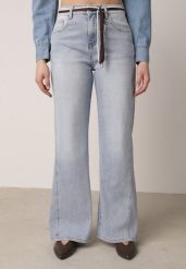 Niebieskie Bawełniane Jeansy o Szerokim Kroju z Paskiem Typu Sznurek Arfiera. Niebieskie jeansy damskie Born2be, z podwyższonym stanem. Za 139.99 zł.