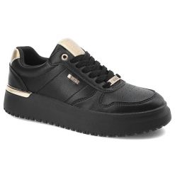 Czarne Sneakersy Big Star Wygodne Obuwie Damskie. Czarne obuwie sportowe damskie Big Star, na wiosnę, ze skóry ekologicznej, bez zapięcia. Za 149.00 zł.