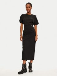 TWINSET Sukienka dzianinowa 242TP2402 Czarny Loose Fit. Czarne sukienki damskie Twinset, bez wzorów, z dzianiny, bez ramiączek. Za 369.99 zł.