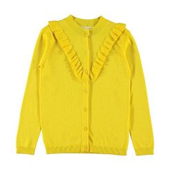 Kardigan "Filippa" w kolorze żółtym. Żółte bluzy niemowlęce Name it, z falbankami. W wyprzedaży za 42.95 zł.
