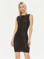 Guess Sukienka dzianinowa Es Sl Adaline W4GK11 Z2U00 Czarny Slim Fit. Czarne sukienki damskie Guess, z aplikacjami, z dzianiny, bez ramiączek. Za 279.99 zł.