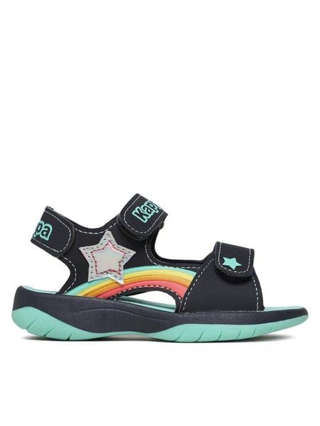 Kappa Sandały 261042K Granatowy. Niebieskie sandały dziewczęce Kappa, ze skóry, bez obcasa, bez zapięcia. Za 149.99 zł.