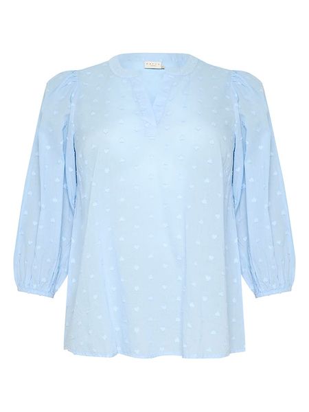 KAFFE curve Bluzka w kolorze błękitnym rozmiar: 44. Niebieskie bluzki damskie KAFFE curve, bez wzorów, z bawełny, bez kołnierzyka, bez ramiączek. Za 70.41 zł.