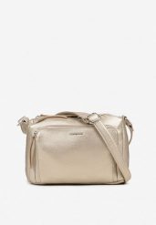 Złota Torebka Trzykomorowa w Stylu Listonoszki Jenelira. Żółte shopper bag Renee, bez wzorów, z jeansu, bez dodatków. Za 129.99 zł.