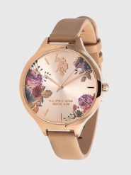 U.S. Polo Assn. Zegarek kwarcowy w kolorze różowozłoto-beżowym rozmiar: onesize. Brązowe, analogowe zegarki damskie U.S. Polo Assn., metalowe. Za 180.06 zł.