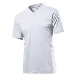 Koszulka Unisex Dla Dorosłych Z Klasycznym Dekoltem W Szpic. Białe bluzki damskie Stedman, bez wzorów, klasyczne, bez kołnierzyka, bez ramiączek. Za 44.99 zł.