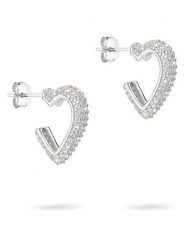 Tamaris Srebrne kolczyki-półkreole z cyrkoniami rozmiar: onesize. Szare kolczyki damskie Tamaris, z cyrkonią, srebrne. Za 148.95 zł.