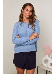Soft Cashmere Sweter w kolorze błękitnym rozmiar: 38/40. Niebieskie swetry klasyczne damskie Soft Cashmere, bez kołnierzyka. Za 110.55 zł.